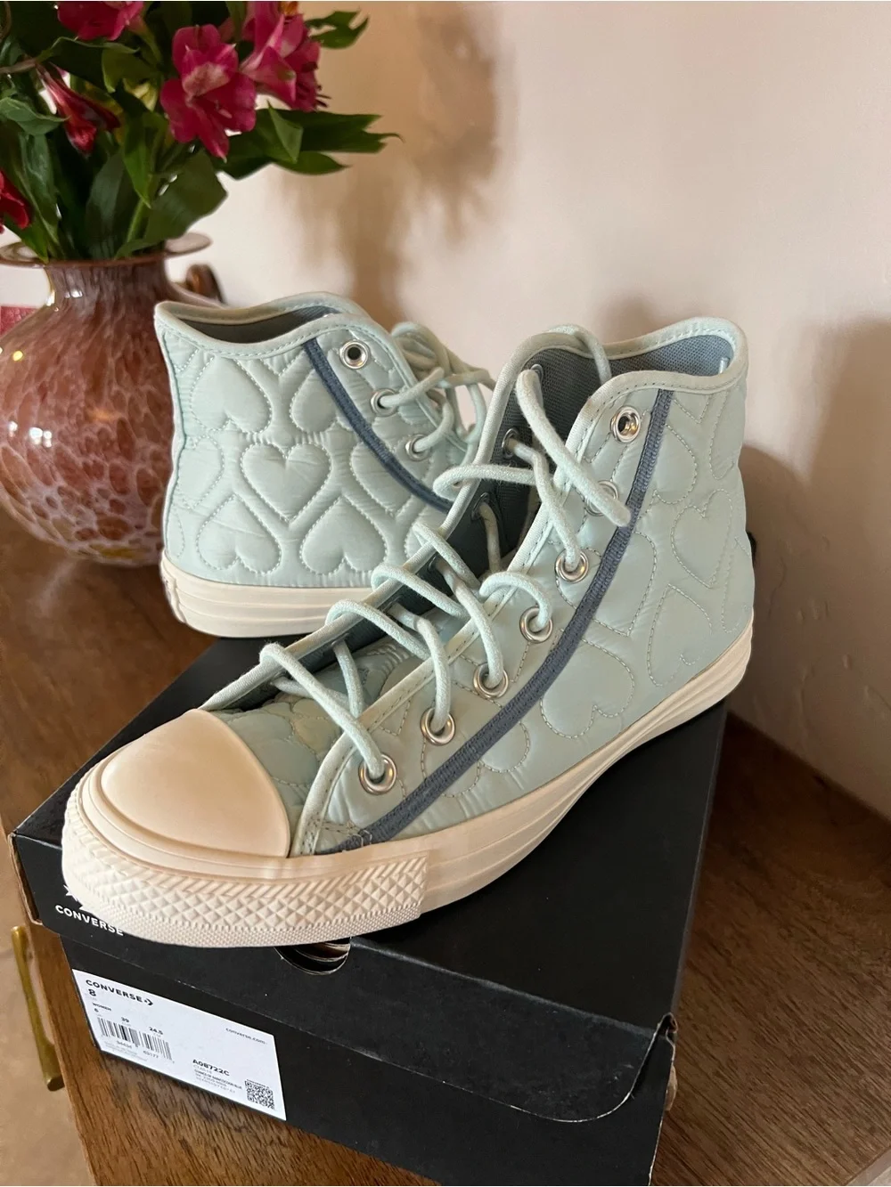 Converse Quilted High Top Sneakers — Light Mint Blue